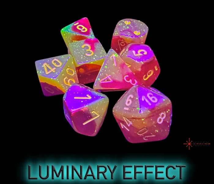 Gemini Gellow-Red/yellow Polyhedral Luminary 7-Dice Set (with bonus die) - 