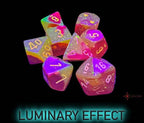 Gemini Gellow-Red/yellow Polyhedral Luminary 7-Dice Set (with bonus die) - 