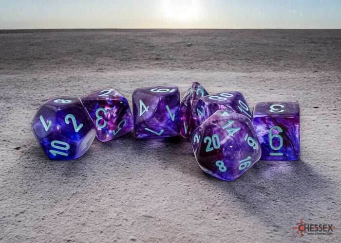 Nebula Mega-hedral Nocturnal/turquoise Luminary 7-Dice - 