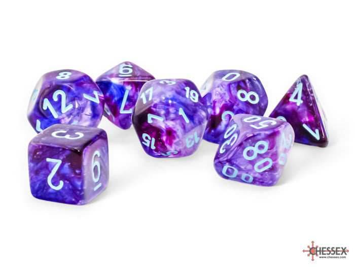 Nebula Mega-hedral Nocturnal/turquoise Luminary 7-Dice - 