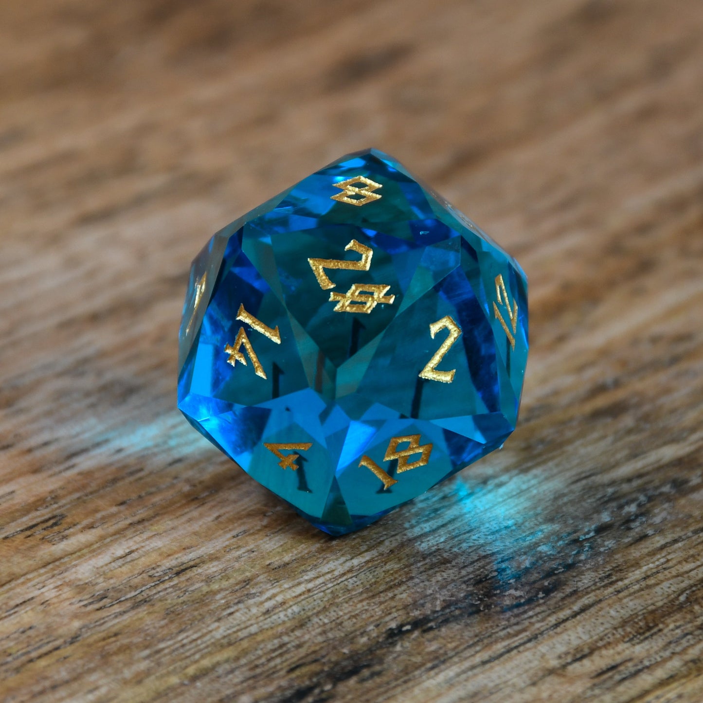 Aquamarine Multifaceted Glass Dice Set