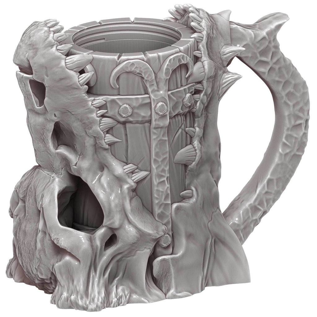 Dragon Skull 3D Printed Mythic Mug Stein | Tabletop RPG Gaming Cosplay - Dungeons and Dragon DnD D&D Wargaming | Drink Koozie - Black / Non Threaded-No Lid