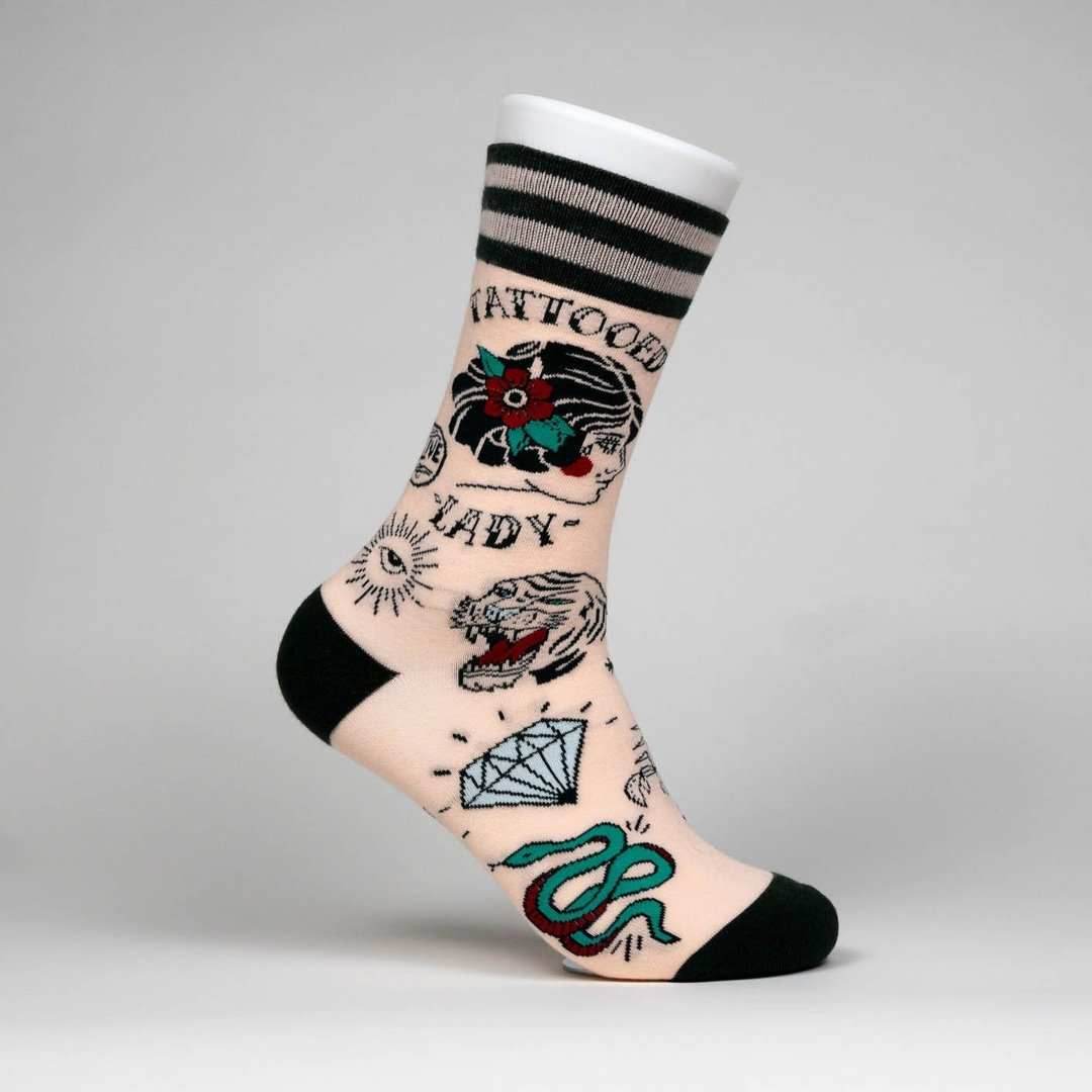 Tattooed Lady Crew Socks - 