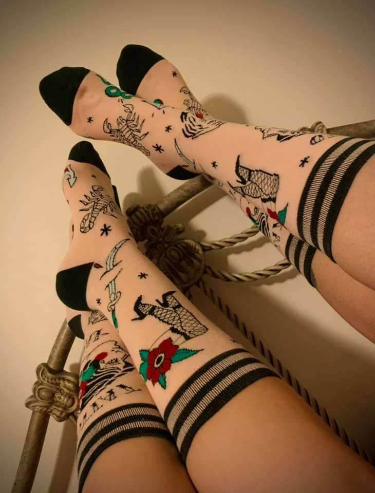 Tattooed Lady Crew Socks - 