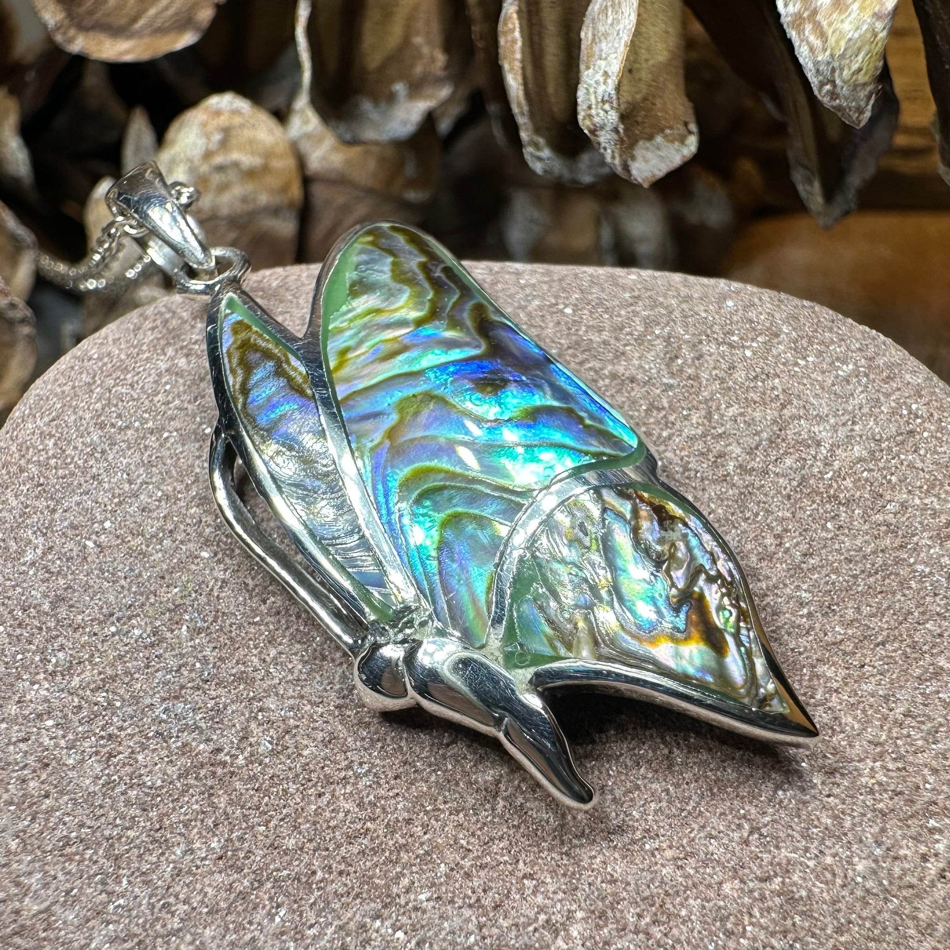 Sara Butterfly Necklace - blue abalone shell