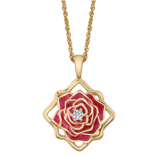 Disney X RockLove BEAUTY AND BEAST Belle Keepsake Necklace - Yellow Gold Plated