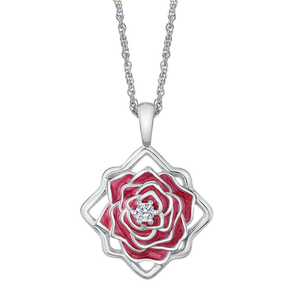 Disney X RockLove BEAUTY AND BEAST Belle Keepsake Necklace - Sterling Silver