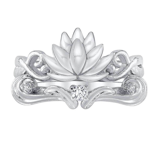 Disney X RockLove DISNEY ALADDIN Jasmine Lotus Stacker Rings - Sterling Silver / Size 5