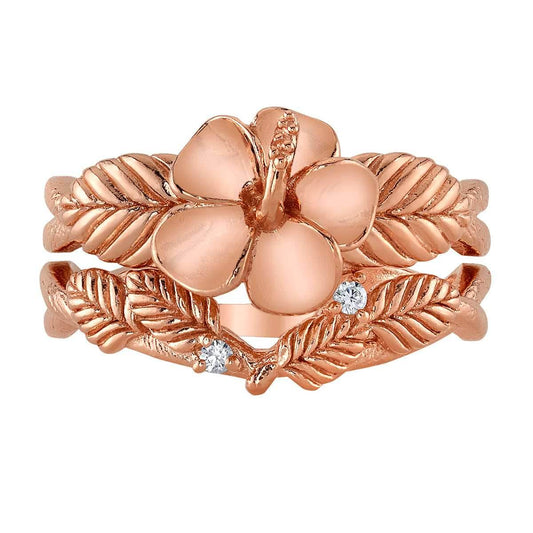 Disney X RockLove DISNEY MOANA Moana Hibiscus Stacker Rings - Rose Gold Plated / Size 5