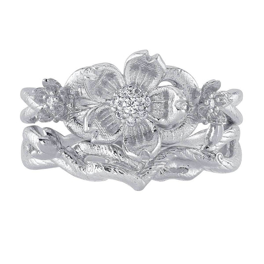 Disney X RockLove DISNEY MULAN Mulan Cherry Blossom Stacker Rings - Sterling Silver / Size 5