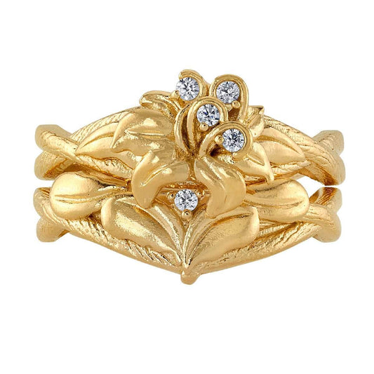 Disney X RockLove DISNEY TANGLED Rapunzel Sundrop Flower Stacker Rings - Yellow Gold Plated / Size 5