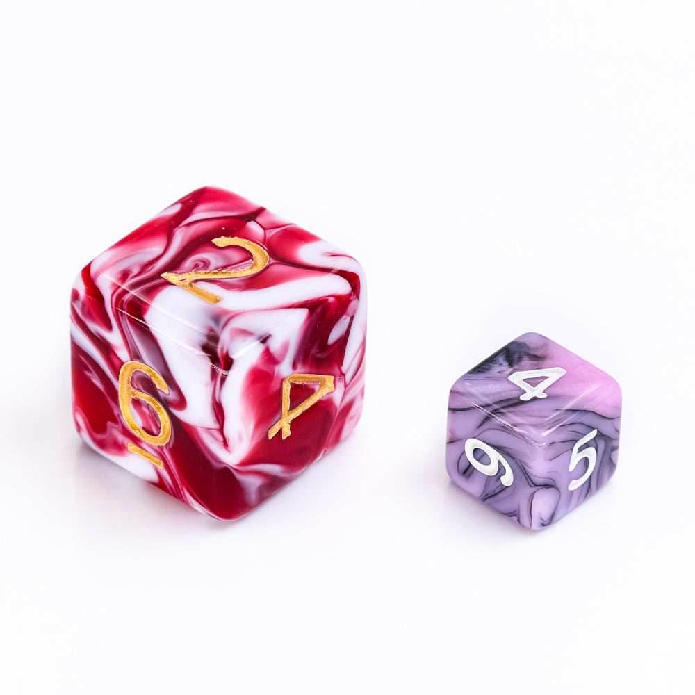 Black Pink Blend 7-Dice Mini-Dice RPG Set w/White Numbers Miniature Dice - 