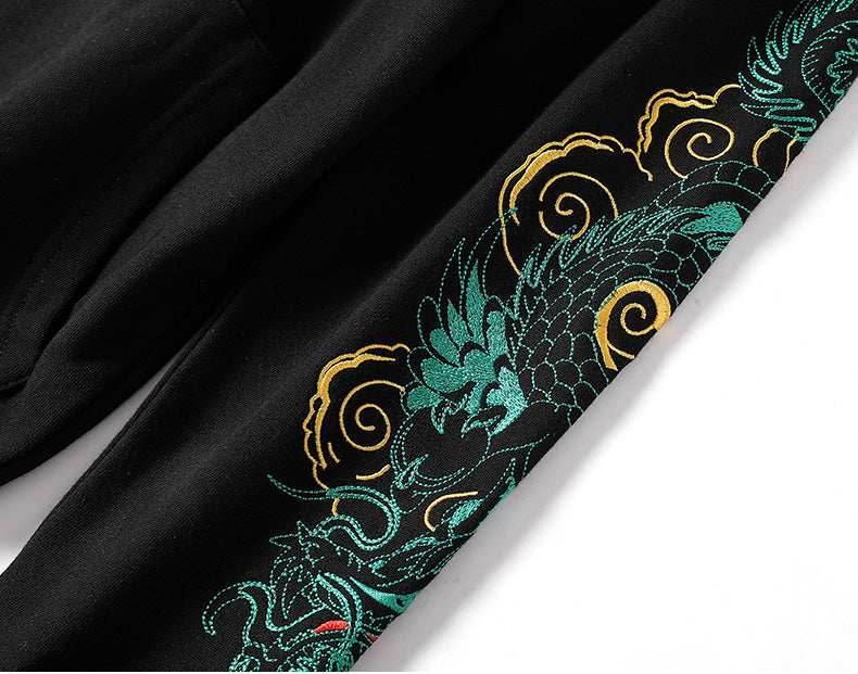WSY340 Emerald Dragon Embroidery Hoodie - S