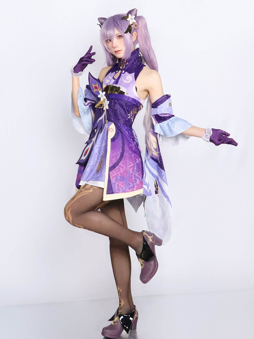 Genshin Impact cos clothing anime animation game suit Liyue seven star carved clear cosplay clothing matching shoes - Keqing shoes / 36