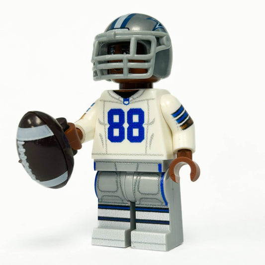 #88 WR Dallas Football Player Minifig made using LEGO parts - 