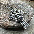 Irish Love Shamrock Claddagh Cross Necklace