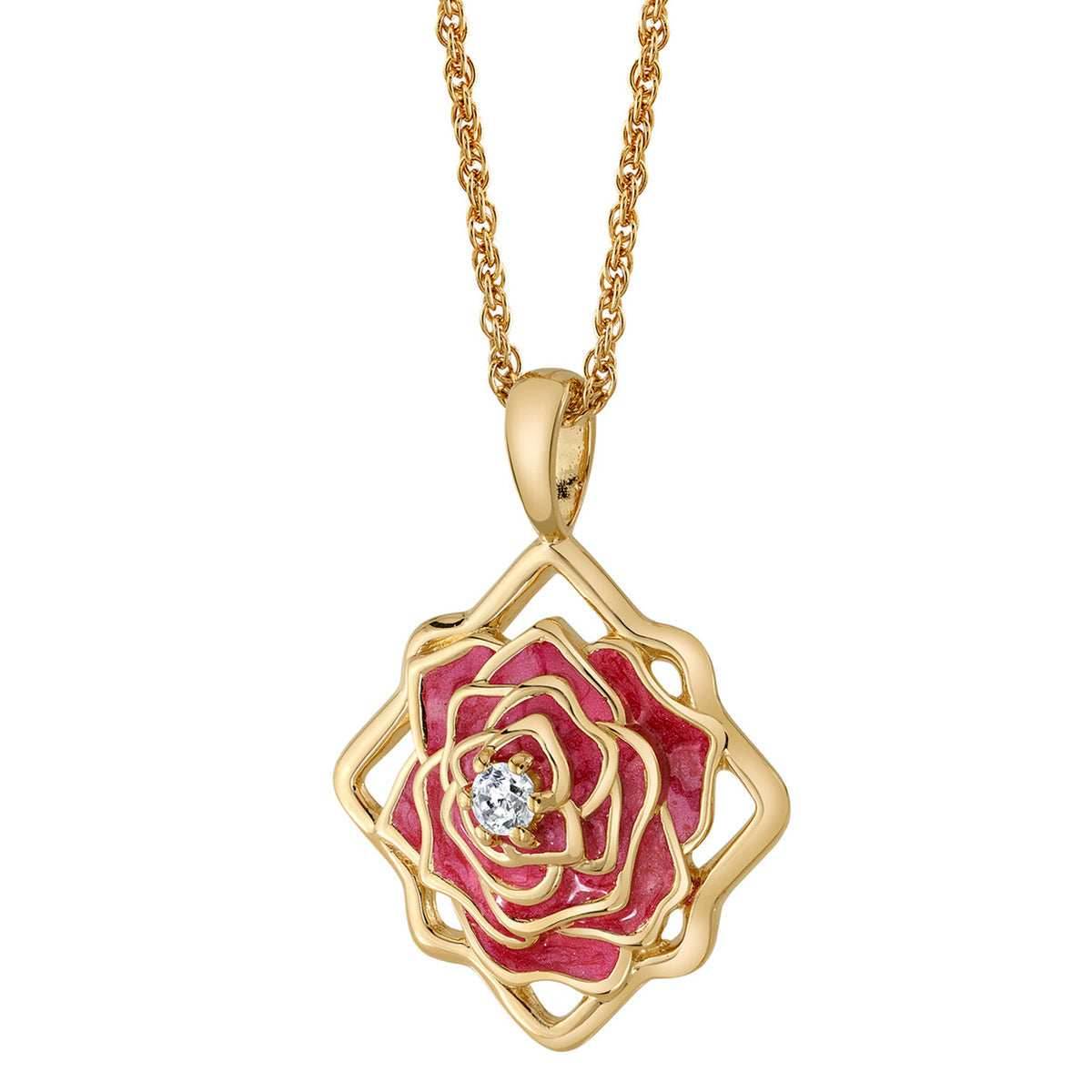 Disney X RockLove BEAUTY AND BEAST Belle Keepsake Necklace - Sterling Silver