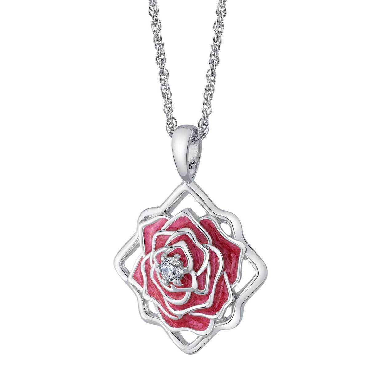 Disney X RockLove BEAUTY AND BEAST Belle Keepsake Necklace - Sterling Silver