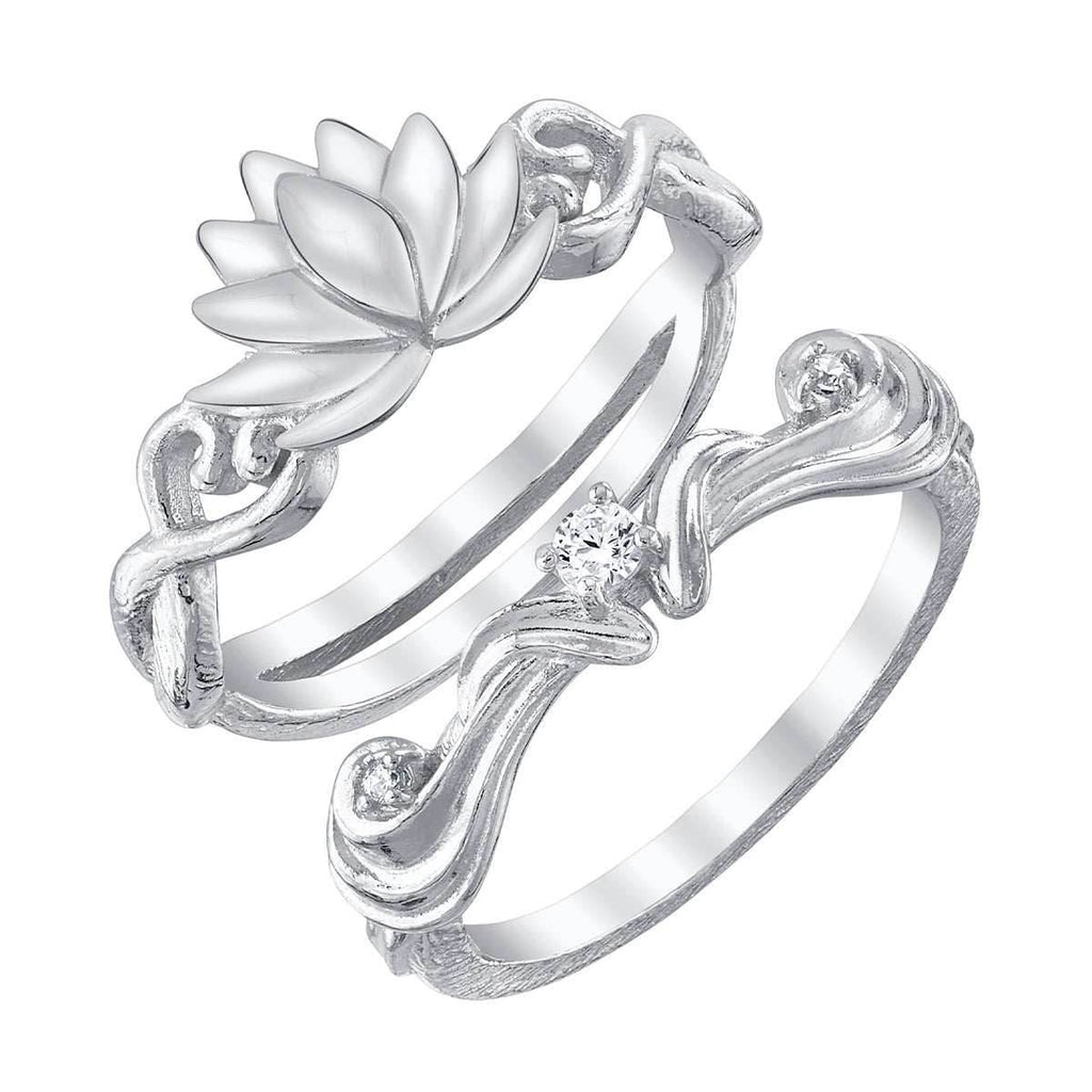 Disney X RockLove DISNEY ALADDIN Jasmine Lotus Stacker Rings - Yellow Gold Plated / Size 5