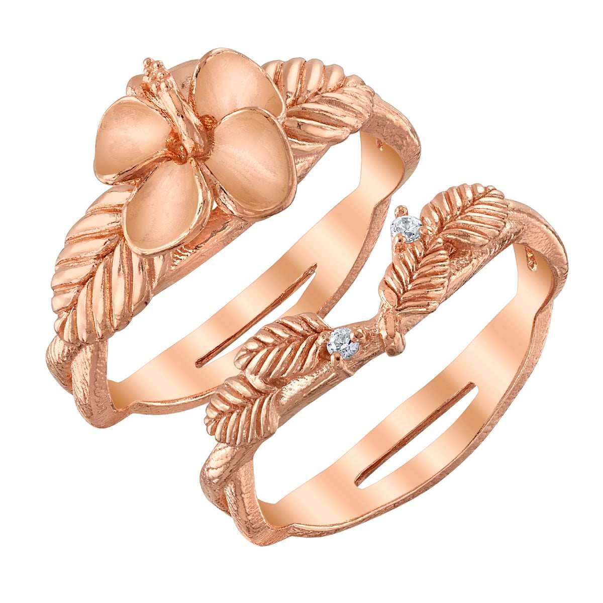 Disney X RockLove DISNEY MOANA Moana Hibiscus Stacker Rings - Rose Gold Plated / Size 5