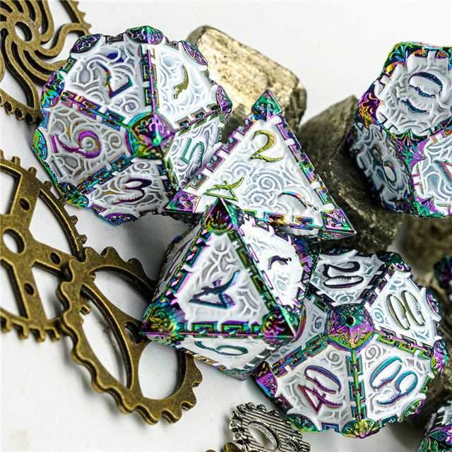 White Rainbow Metal Dice（Dagger of Venom）7-Dice Udixi RPG - 