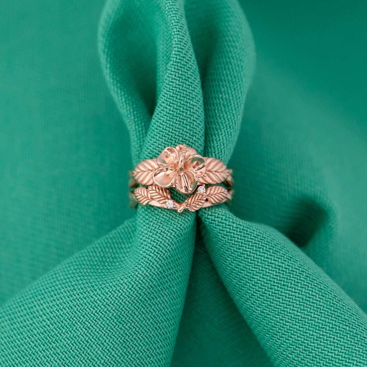 Disney X RockLove DISNEY MOANA Moana Hibiscus Stacker Rings - Rose Gold Plated / Size 5