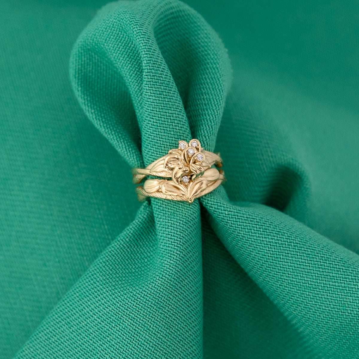 Disney X RockLove DISNEY TANGLED Rapunzel Sundrop Flower Stacker Rings - Yellow Gold Plated / Size 5