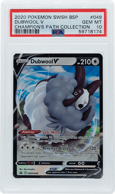 2020 POKEMON SWSH BLACK STAR PROMO DUBWOOL V #49 PSA 10 - 