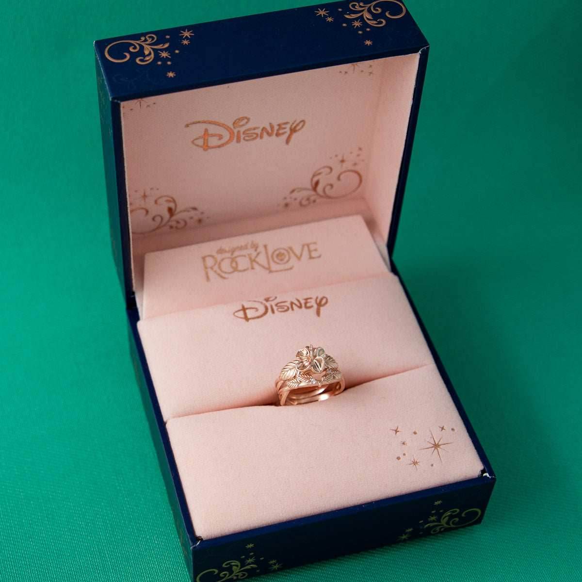 Disney X RockLove DISNEY MOANA Moana Hibiscus Stacker Rings - Rose Gold Plated / Size 5