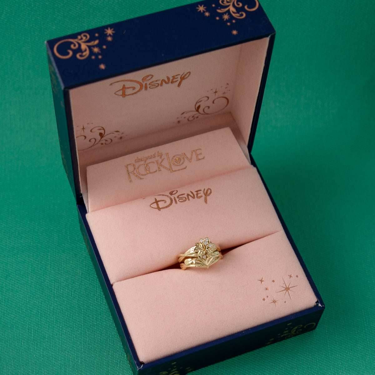Disney X RockLove DISNEY TANGLED Rapunzel Sundrop Flower Stacker Rings - Yellow Gold Plated / Size 5