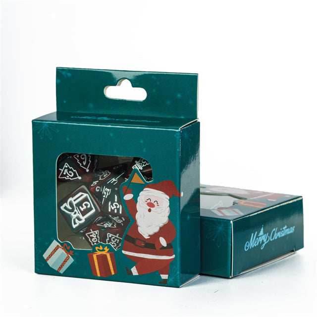 Green/Red Christmas Dice w/White Presents Trees Snowman Holiday Festive - 