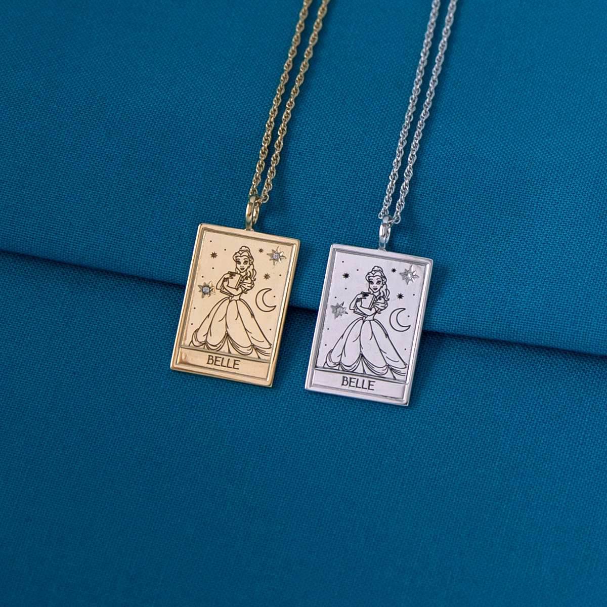 Disney X RockLove BEAUTY AND THE BEAST Belle Tablet Necklace - Sterling Silver