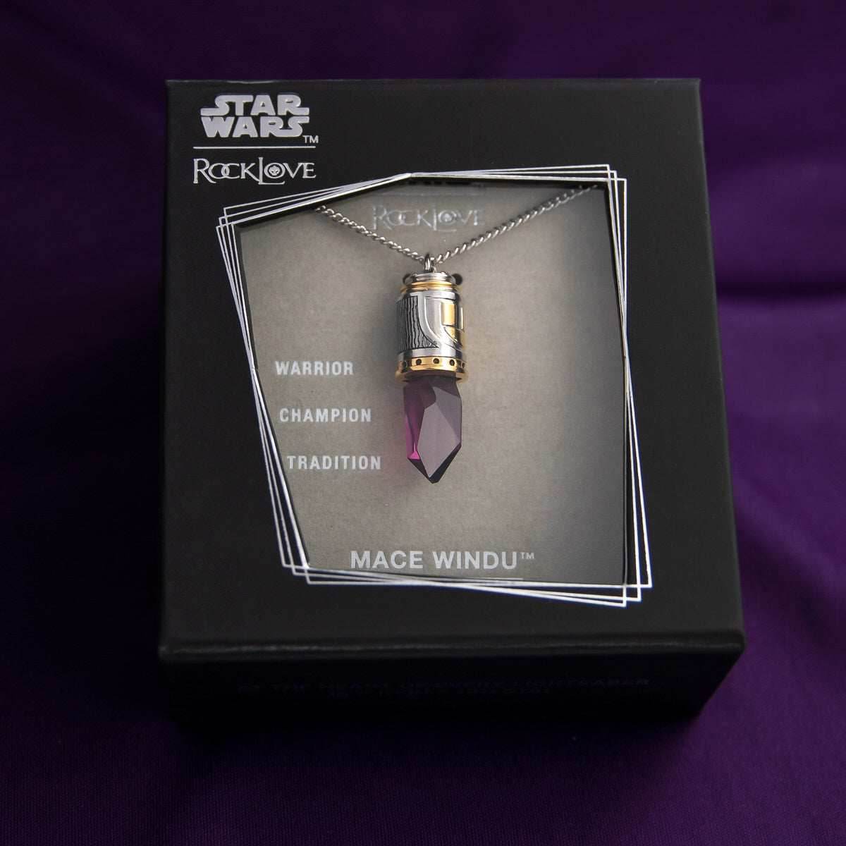 Star Wars X RockLove Mace Windu Kyber Crystal Necklace - 
