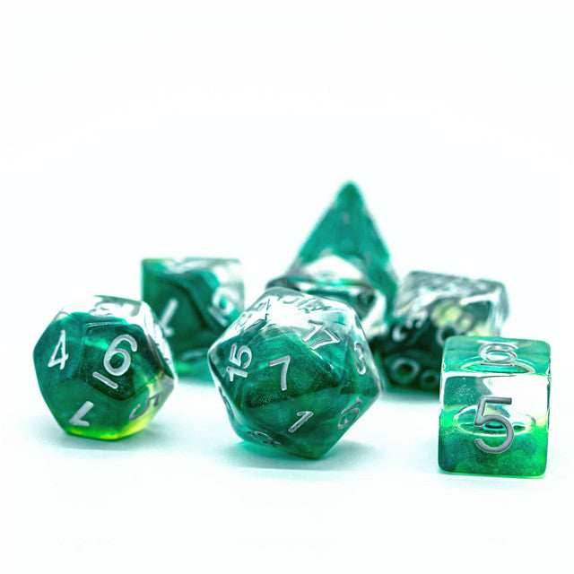 Green Demon Eye Dragon Eye Dice 7-Dice Set Resin Dungeons and Dragons Dice - 