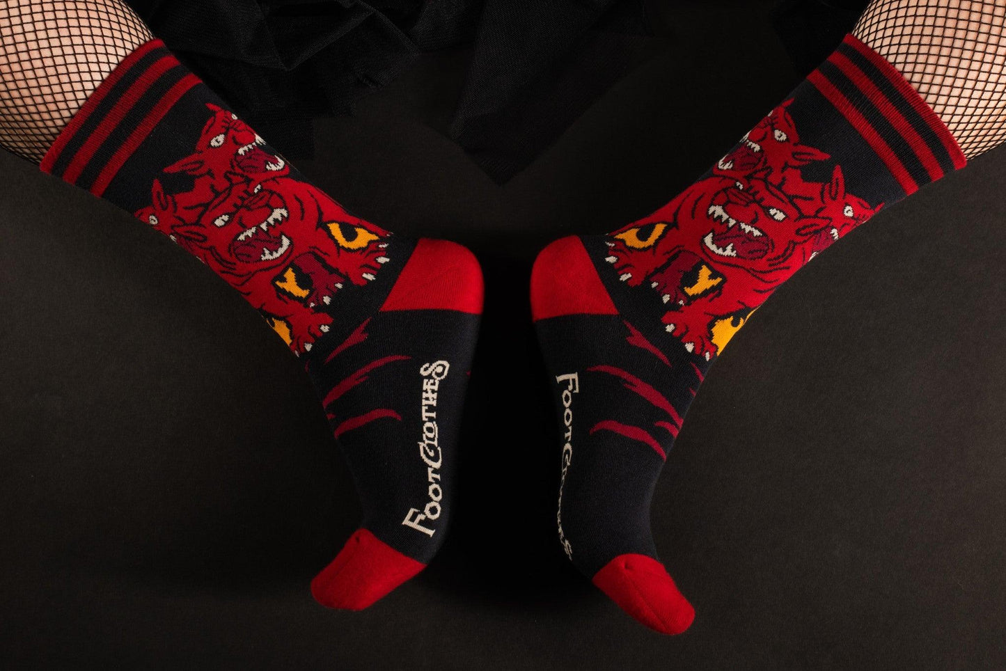 Evil AF Cerberus Crew Socks-1