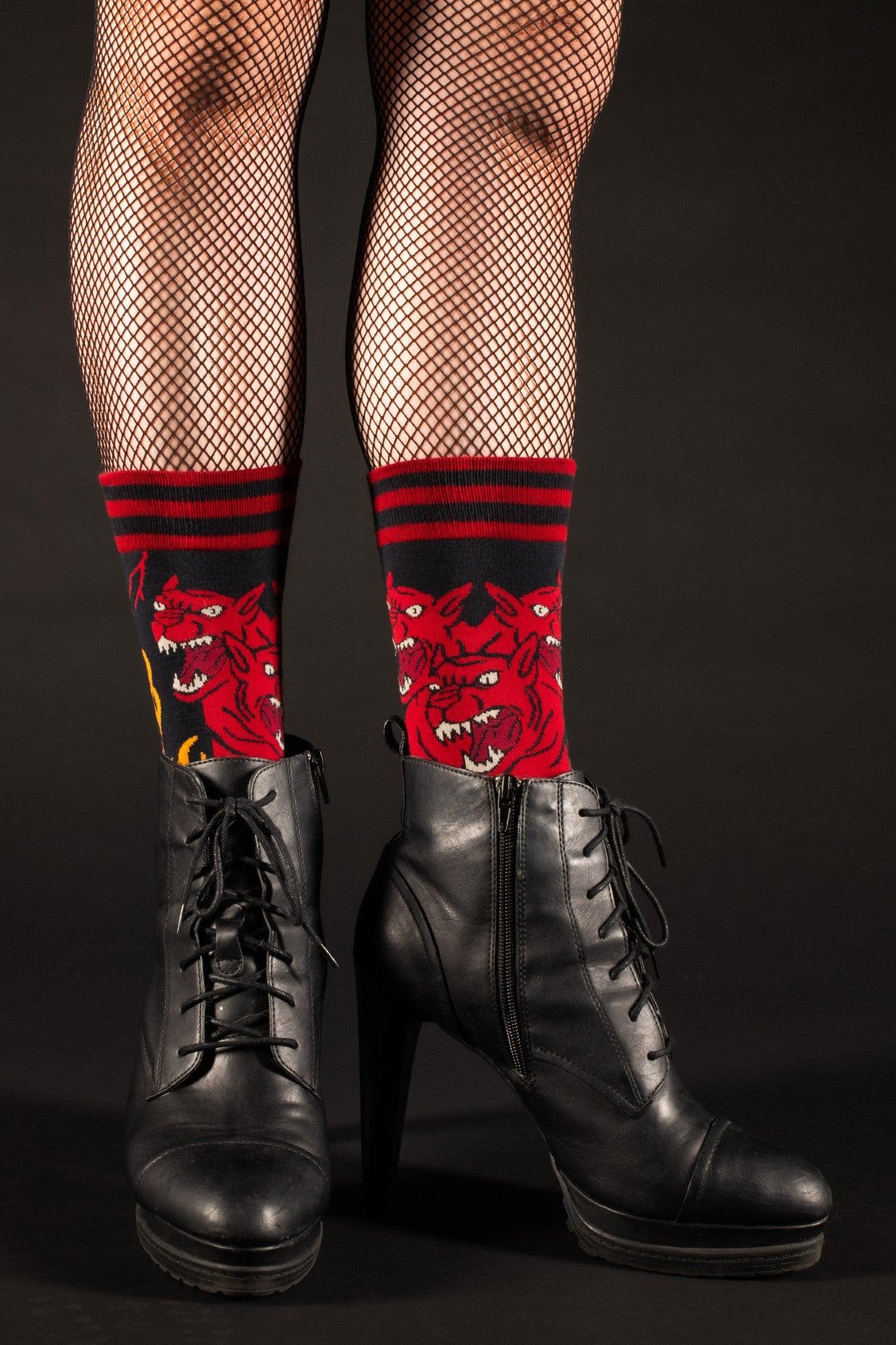 Evil AF Cerberus Crew Socks-3