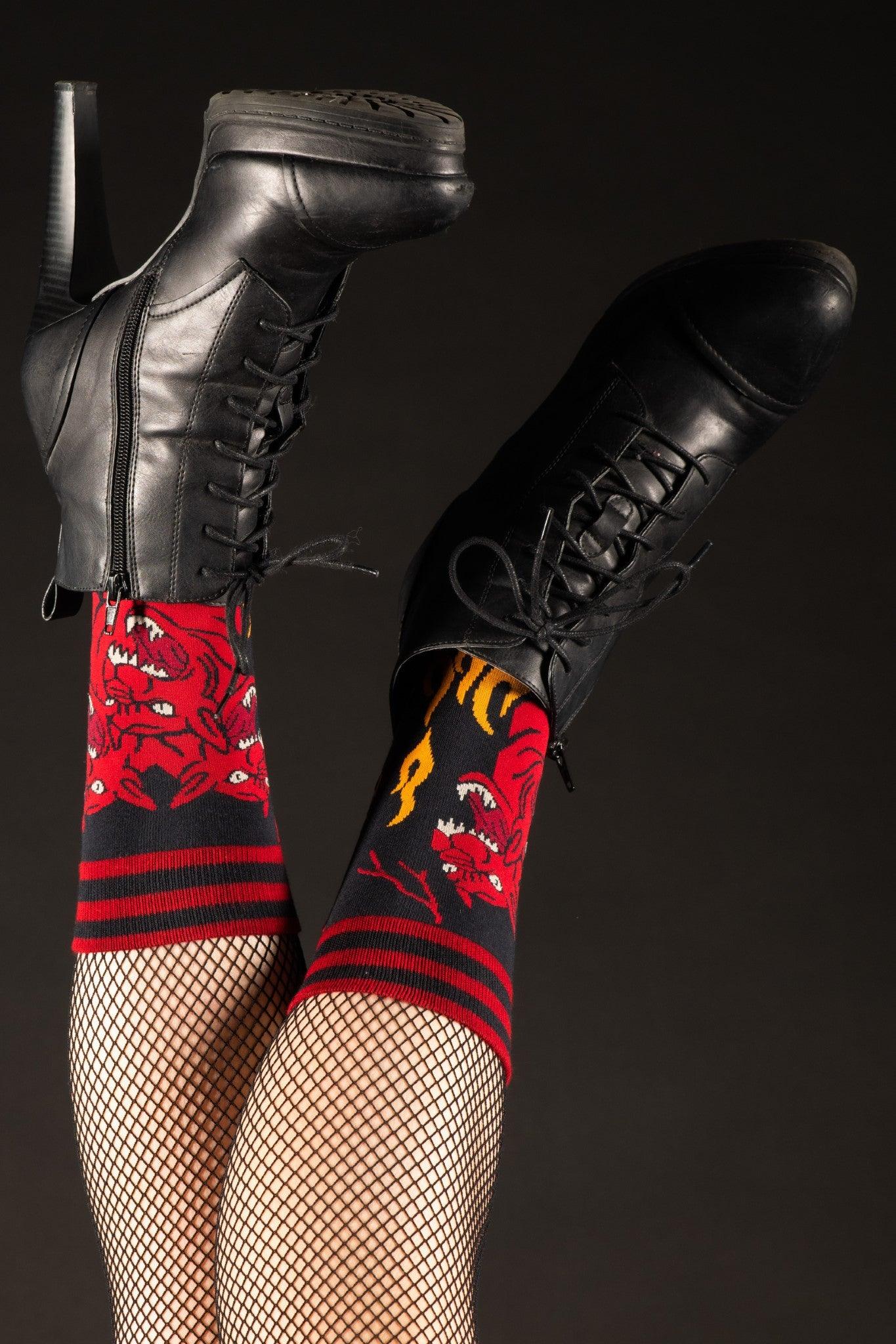 Evil AF Cerberus Crew Socks-4