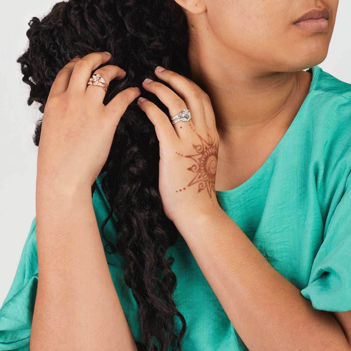 Disney X RockLove DISNEY MOANA Moana Hibiscus Stacker Rings - Rose Gold Plated / Size 5