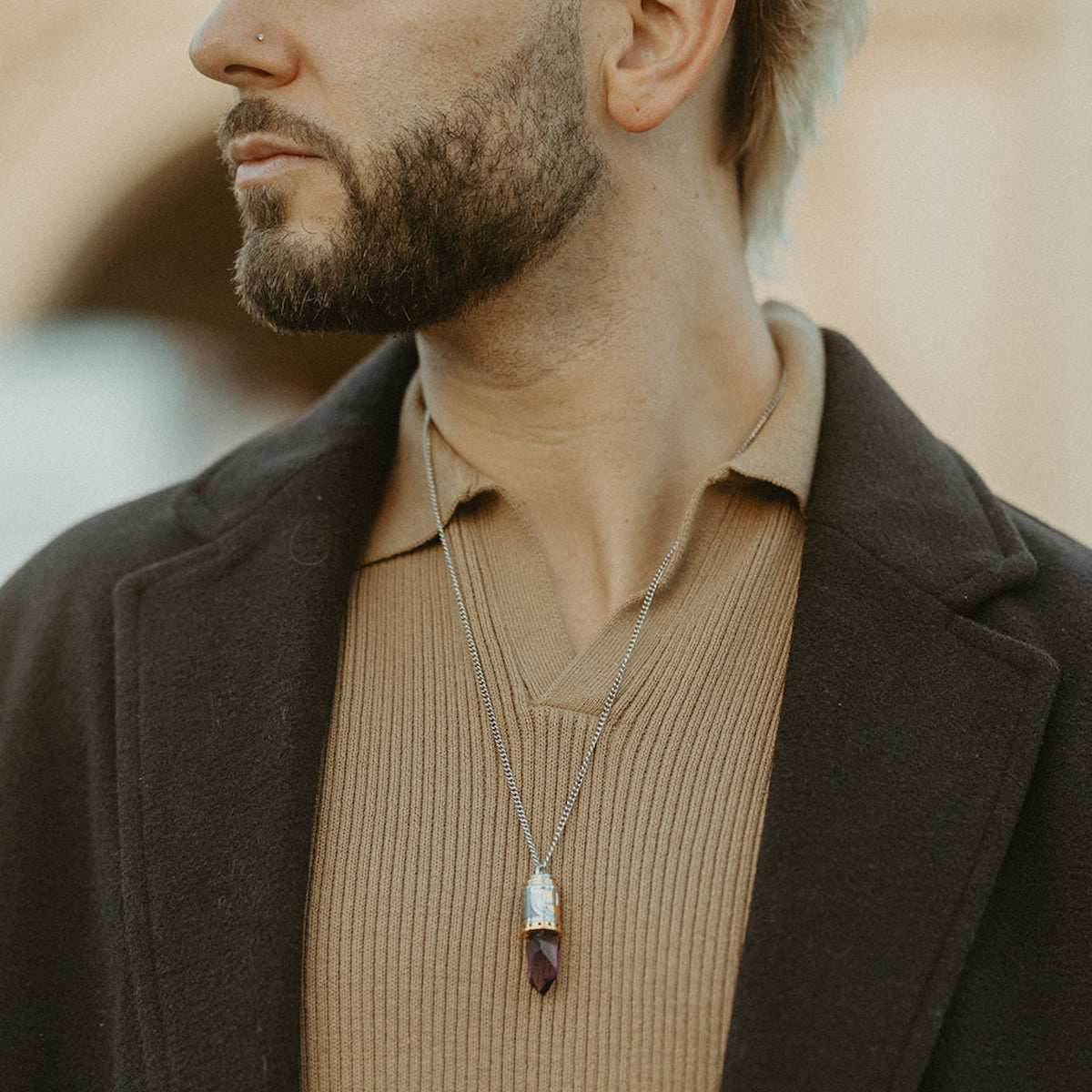 Star Wars X RockLove Mace Windu Kyber Crystal Necklace - 