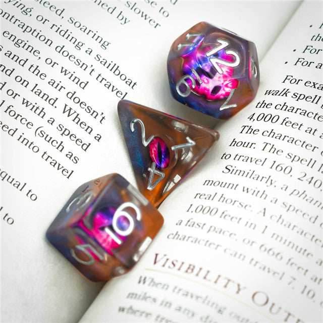 Demon Eye Dragon Eye Dice 7-Dice Set Resin Dungeons and Dragons Dice - 