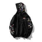 KH9083 Flowers Embroidery Hoodie - Black / S