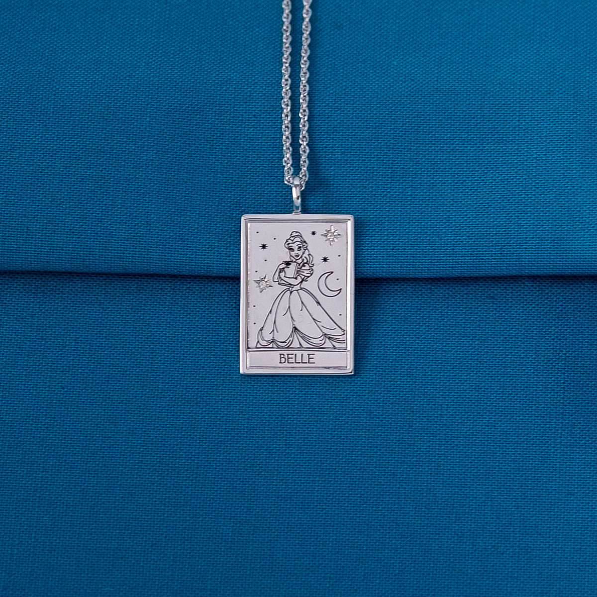 Disney X RockLove BEAUTY AND THE BEAST Belle Tablet Necklace - Sterling Silver