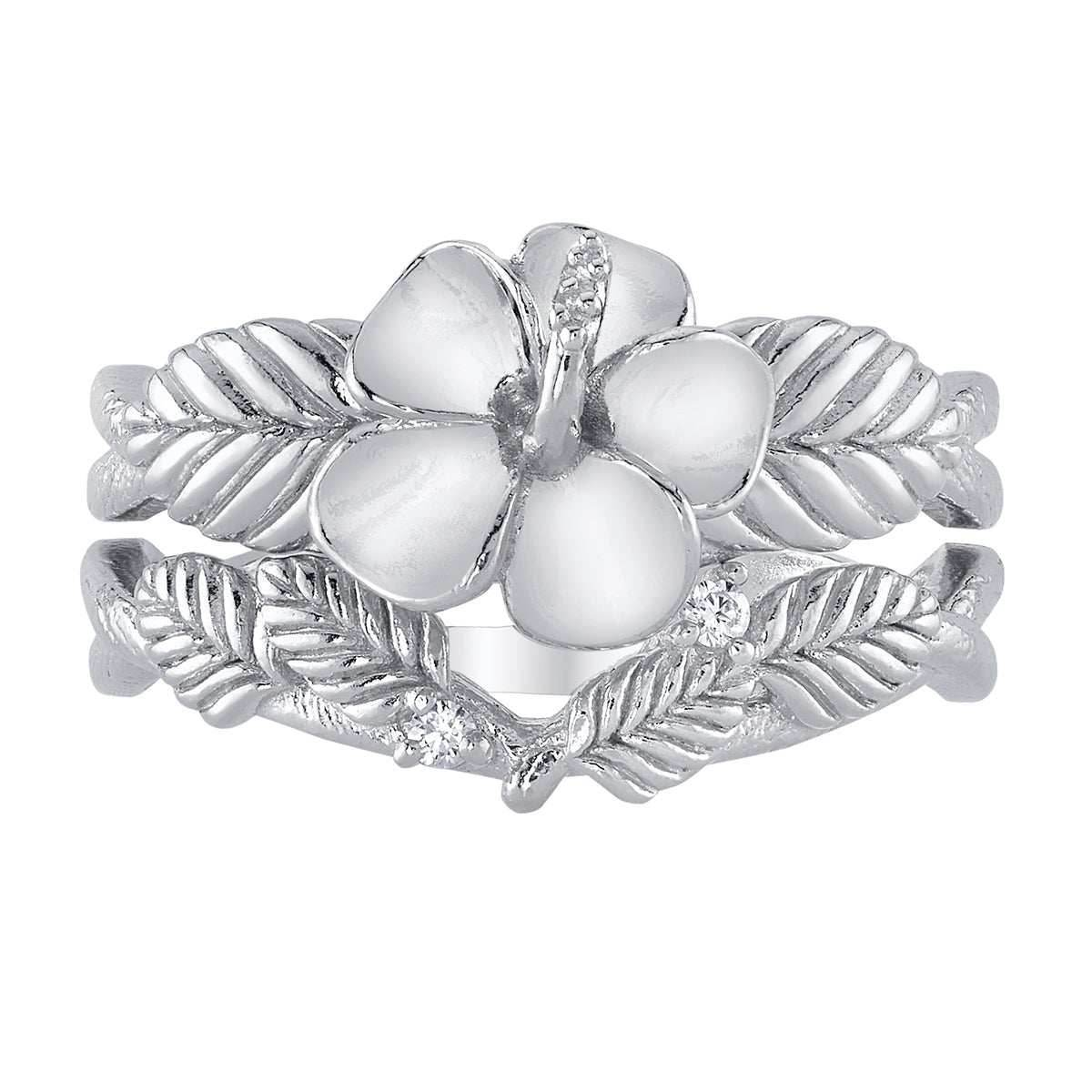 Disney X RockLove DISNEY MOANA Moana Hibiscus Stacker Rings - Sterling Silver / Size 5