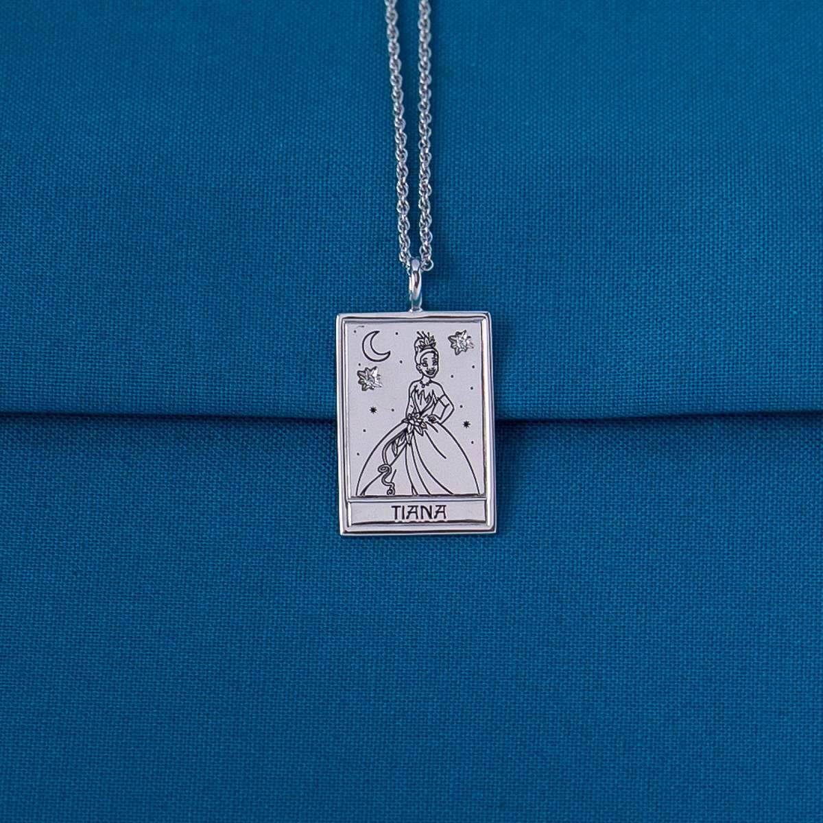 Disney X RockLove THE PRINCESS AND THE FROG Tiana Tablet Necklace - Sterling Silver