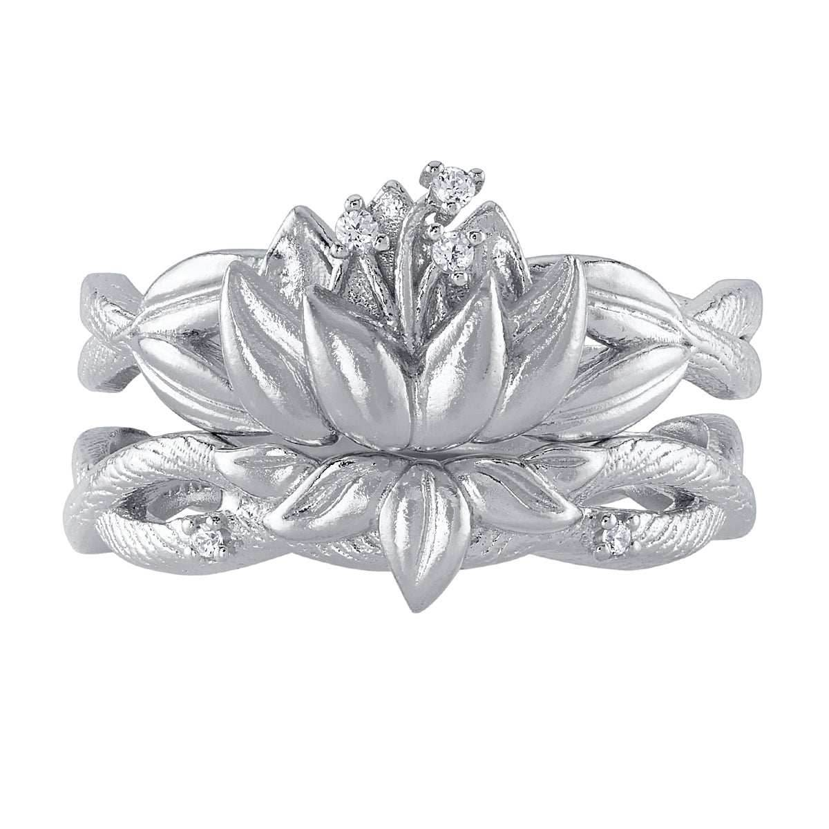 Disney X RockLove DISNEY THE PRINCESS AND THE FROG Tiana Water Lily Stacker Rings - Sterling Silver / Size 5