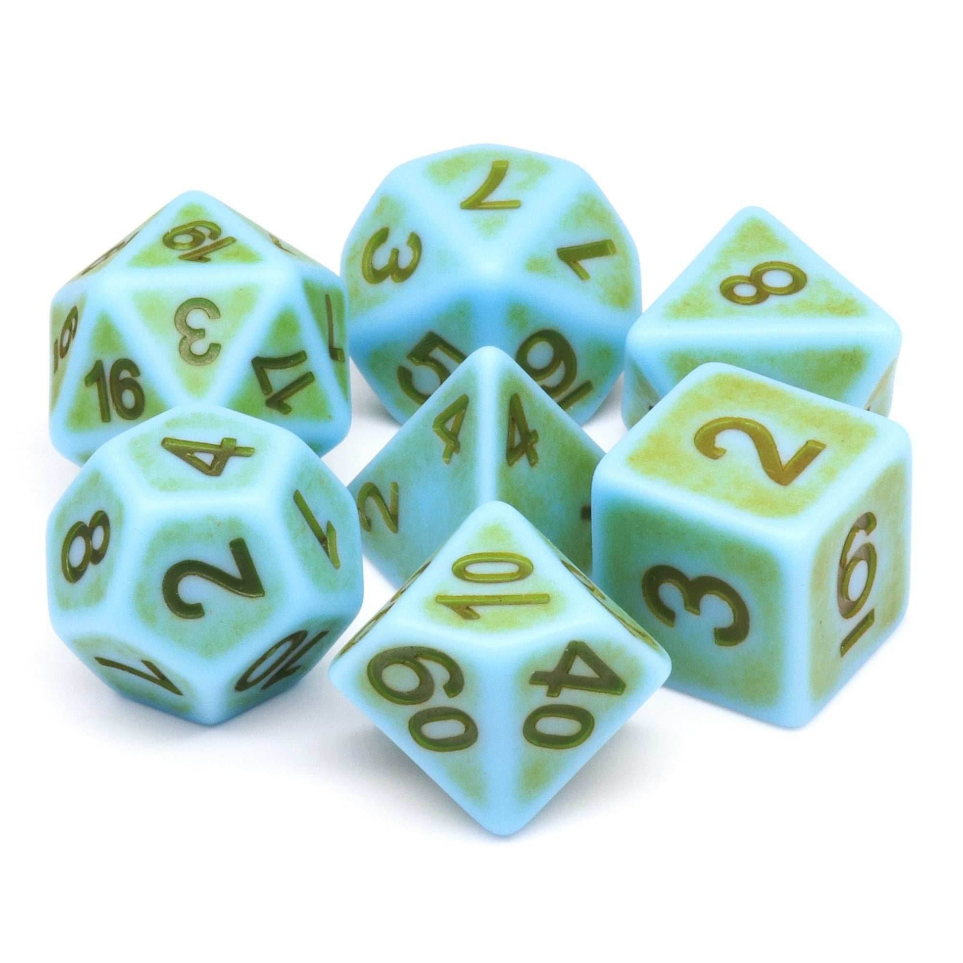 Mini-Moss Ancient 7-Dice Set Role Playing Dungeons and Dragons Dice (Green / Seafoam) - 