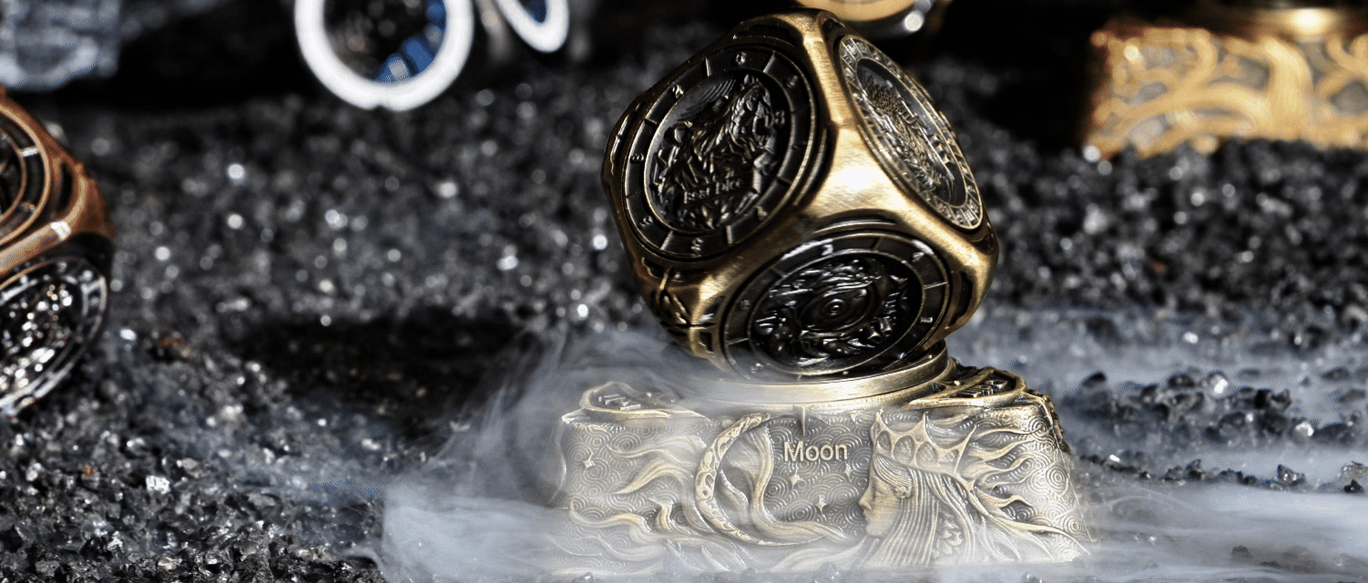 Kickstarter Dice -  7-in-1  Unique  Metal D6 Spinning Dice 2.0
