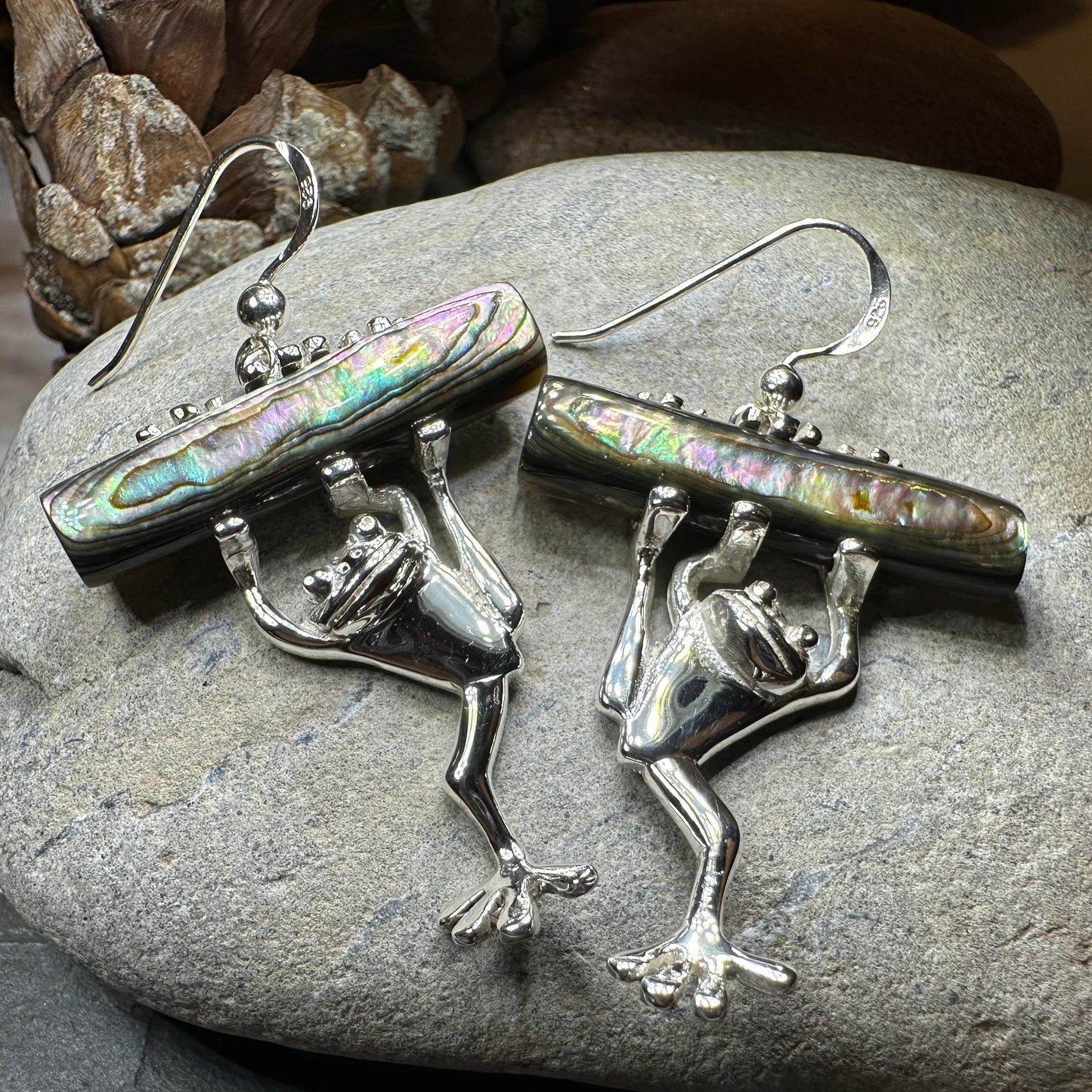 Abalone Frog Earrings - 