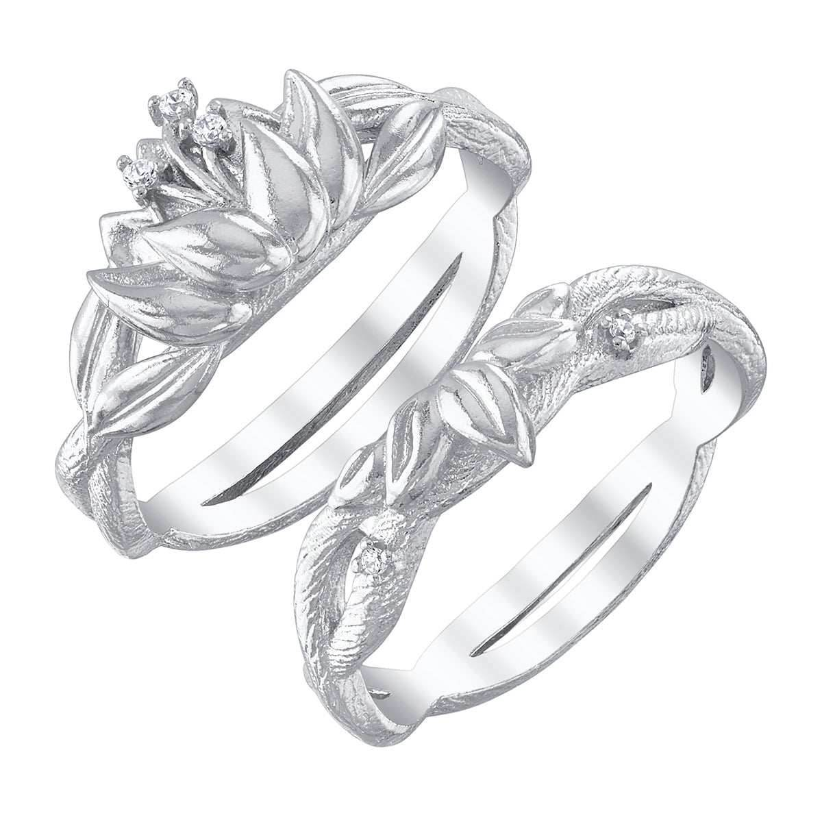 Disney X RockLove DISNEY THE PRINCESS AND THE FROG Tiana Water Lily Stacker Rings - Yellow Gold Plated / Size 5