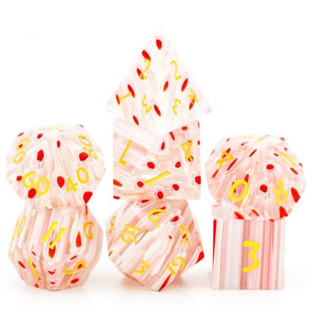 Flower Glass DND Dice Red Limited Edition in Wood Box - 